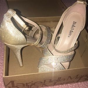 Sparkly gold high heels